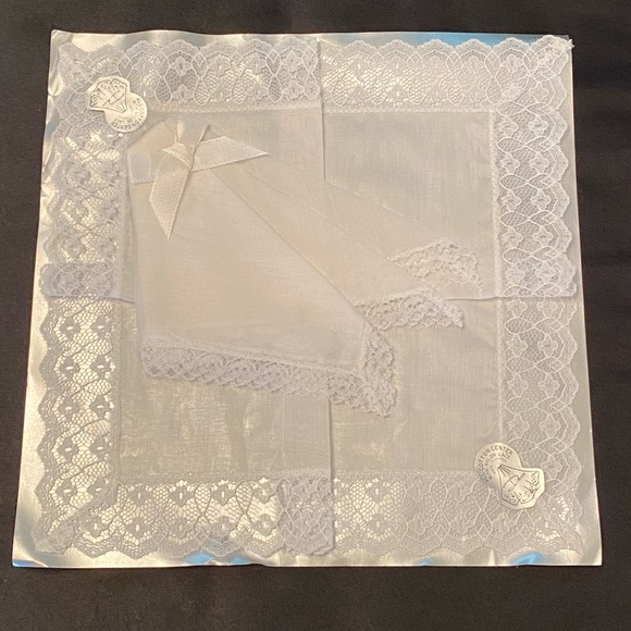 Pair of Vintage Desco Cotton and Lace Women’s Handkerchiefs in Original Box - Picture 1 of 7